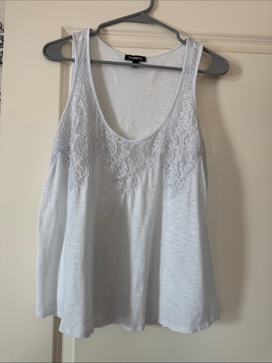 Express Tops - Express White Lace Yoke Tank Top